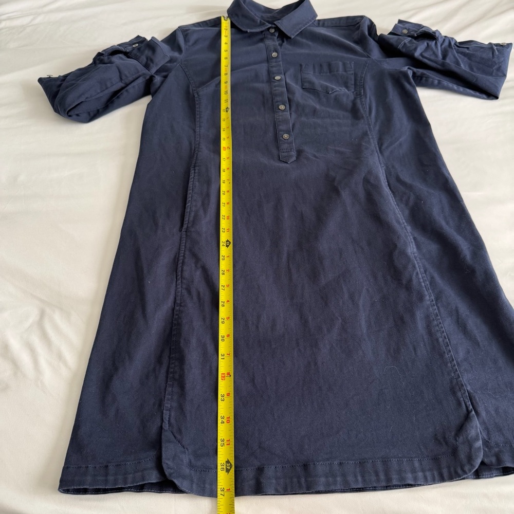 J. Jill Chino 100% Cotton Navy Blue Collared Long Sleeve Popover Shirt Dress - Picture 15 of 15